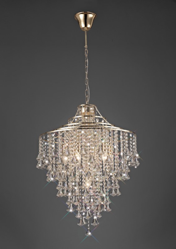 Pendant 7 Light French Gold/Crystal - Click Image to Close